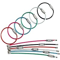 bayite BYT-WKC-054 10 Inch Stainless Steel Wire Keychains 2mm Cable Key Rings Heavy Duty Pack of 10 