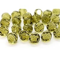 100pcs Adabele Austrian 10mm Faceted Loose Round Crystal Beads Khaki Green Compatible with 5000 Swarovski Crystals Preciosa SS2R-1019