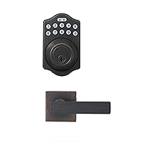 Traditional Electronic Keypad Deadbolt Door Lock with Passage Lever - Oil Rubbed Bronze, 129.2mm H Upper x 65mm H Lower