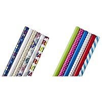 Hallmark 5JXW1745 All Occasion Wrapping Paper Bundle with Cut Lines on Reverse (Pack of 6, 180 sq. ft. ttl.) & All Occasion Wrapping Paper Bundle (Pack of 6; 180 sq. ft. ttl.)