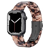 Compatible with Apple Watch 38mm/40mm/41mm Band Light Resin Black Buckle Wristband Strap Blacelet for iWatch Series 8 7 SE 6 5 4 3 2 1(Black Ivory Tortoise,38mm/40mm/41mm)