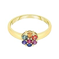 LGBT Rainbow Pride Collection 14k Yellow Gold Rainbow Sapphire Gay and Lesbian Rings