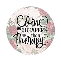 50 Pieces Wine Cheaper Than Therapy Vinyl Laptop Sticker Vineyard Vinyl Decal Grape Cucina Waterproof Round Decal Stickers for Water Bottle Laptop Phone Case Luggage 4inch