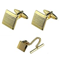 Tie Tac~Matching Gift Set Boxed Tie Tack Pin Gold-Tone Square