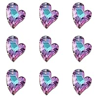 30pcs Faceted Heart Glass Rhinestone Charms Crystal Love Heart Pendants with Silver Back for DIY Valentine Necklace Braceket Earring Jewelry Making