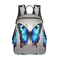 Blue Butterfly print Lightweight Laptop Backpack Travel Daypack Bookbag for Women Men for Travel Work