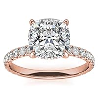 Moissanite Cushion Cut Ring, 1.0 ct, 925 Silver & 18K Rose Gold, Promise Ring for Her