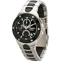 Men's Quartz Watch with Black Dial Analogue Display and Silver Stainless Steel Bracelet JG1800-12