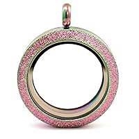 30MM Rainbow Color Matte Stainless Steel Round Living Floating Charm Memory Locket Pendant Necklace with 22 Inches Chain, silver, BW1P2002988