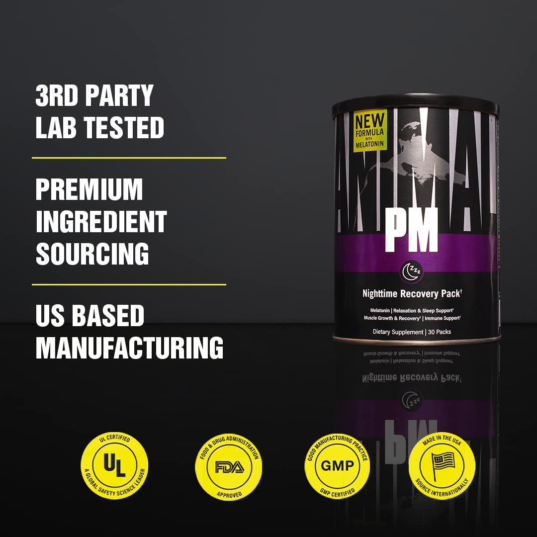 Animal PM - Zinc, Magnesium, Vitamin B6 - GBA + AKG - Immune , Sleep and Relaxation Complex - Night time Anabolic Recovery Stack - 30 Supply