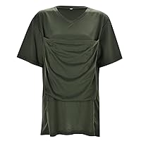 Mens Solid Men's T-Shirt Kangaroo Pocket Casual Trendy Funny Soft Tunic with Baby Pouch Kangaroo Dad Shirt Tops Cute