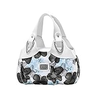 [LEAFICS] Women PU Leather Wallet and Handbag, Fashion Floral Print Large Capacity Satchel, Best Holiday Gift for Women, A / Blue Flower