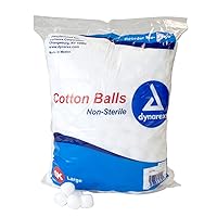 Dynarex 3169 Cotton Ball, Non-Sterile and Large Sized, Latex-Free, Pack of 1000