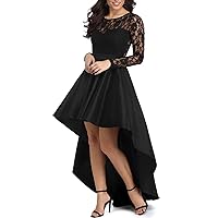 Elapsy Womens Sexy Lace Hi Low Cocktail Party Dress Floral Swing Prom Evening Gowns