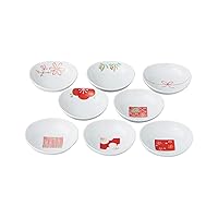 Red paint drawing 8 Hime small bowl set small plate set Hasami ware Japanese ceramic.