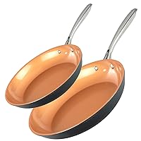 Gotham Steel 2 PK Non Stick Frying Pans Set for Cooking with 10+11 Inch Nonstick Frying Pans with Ceramic Surface, Induction Capable, Hard Anodized Frying Pans Nonstick Skillets, Oven/Dishwasher Safe