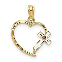 14ct Gold Love Heart With Enamel Religious Faith Cross Pendant Necklace Cut out Measures 18.2x13mm Wide Jewelry for Women