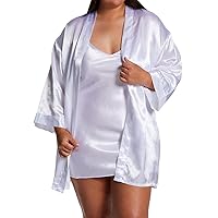 Dreamgirl womens Charmeuse Chemise and Robe Set With Padded Hanger