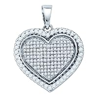 Dazzlingrock Collection Sterling Silver Womens Round Diamond Heart Pendant 3/4 ctw