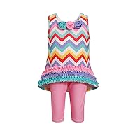 Bonnie Baby Baby-Girls Newborn Chevron Stripe High Low Dress/Legging Set, Pink, 6/9M