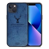 Luxury Soft Texture Deer Patterned TPU Cloth Protective Case for iPhone 13, Dirt-Resistant, Anti-Shock, Anti-Fingerprint, Full Body Protection, Blue (IP13-DEER-BL)