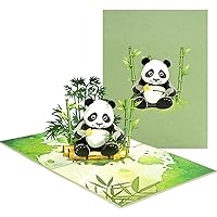 Pop Up Panda Birthday Greeting Cards Cartoon Cute Invitation Card with Envelope for Kids Boys Girls Friends 7.8 x 5.8 Inch(19.8x14.8cm)