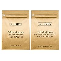 Pure Original Ingredients Bee Pollen & Calcium Lactate Bundle, (4 oz) Dietary Supplements, Fine Powders