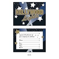 Club Pack of 96 Black, White and Gold Hollywood Lights Invitations 5.5