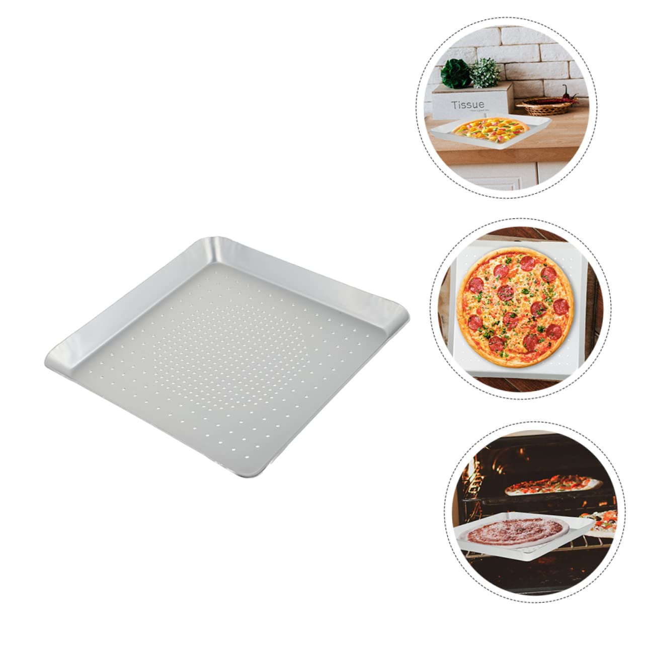 BESTOYARD 1pc Pizza Pan Square Baking Dish Oven Baking Tray Crisper Tray for Oven Toaster Oven Pans Oven Tray Square Pan Pasties Pizza Baking Tray Baking Pan Stainless Steel Aluminum Alloy