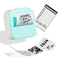 Odaro Sticker Printer, T02 Mini Printer Protable, Pocket Printer with 1 Rolls Paper, Bluetooth Thermal Print Pod for Study Notes, DIY, Journal, for Birthday, Small Printer with Phone & iPad, Green