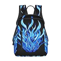 Indigo Flame Print Simple And Lightweight Leisure Backpack, Men'S And Women'S Fashionable Travel Backpack