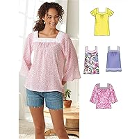 Simplicity Creative Patterns New Look 6284 Misses' Pullover Top in Two Lengths, A (10-12-14-16-18-20-22), Black