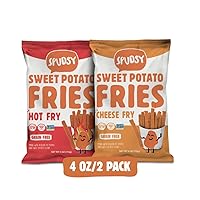 Spudsy Sweet Potato Fries | Vegan, Gluten Free Veggie Straws | Plant-Based, Allergen-free, Non-GMO, Kosher, Superfood Snack | 2 Pack, 4 oz Bags (Hot Fry/Cheese Fry Variety)