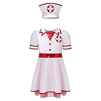 YiZYiF Kids Girl Nurse Costume Halloween Nurse Cosplay Fancy Dress-up Pretend Play Outfits