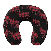 Buffalo Plaid Moose Neck Pillows for Sleeping Travel U Shape Memory Foam Pillows Neck and Head Support Portable Headrest