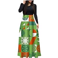 Christmas Party Dress Women's Casual Christmas Print Round Neck Long Sleeve Oversized Oversized Dresses