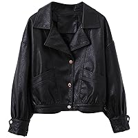 Women’s Black Biker Genuine Sheepskin Loose Batwing Sleeves Streetwear Lightweight Motorcycle Biker Leather Jacket