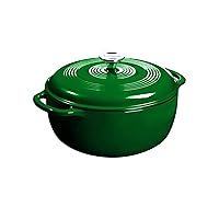 Lodge 6 Quart Enameled Cast Iron Dutch Oven with Lid – Dual Handles – Oven Safe up to 500° F or on Stovetop - Use to Marinate, Cook, Bake, Refrigerate and Serve – Evergreen