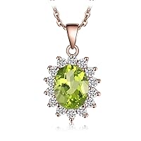 JewelryPalace Princess Diana Kate Middleton Gemstone Amethyst Citrine Garnet Peridot Topaz Sapphire Ruby Emerald Chains Pendant Silver 925 45 cm Necklace Women's Necklace Women Jewellery Rose Gold