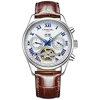 Carnival Complications Automatic Mechanical Leather Band Watches for Men