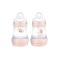 MAM Easy Start Matte Anti-Colic Baby Bottles, 5oz (2 Count), Slow Flow Nipples, Baby Girl
