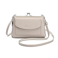 Oichy Leather Crossbody Bag for Women Kiss Lock Handbags Small Shoulder Bag Mini Clutch Wallets with Credit Card Holders