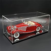 Clear Acrylic Display Case-Assemble Countertop Box with Black Base for Display-Clear Display Box,Dustproof Protection