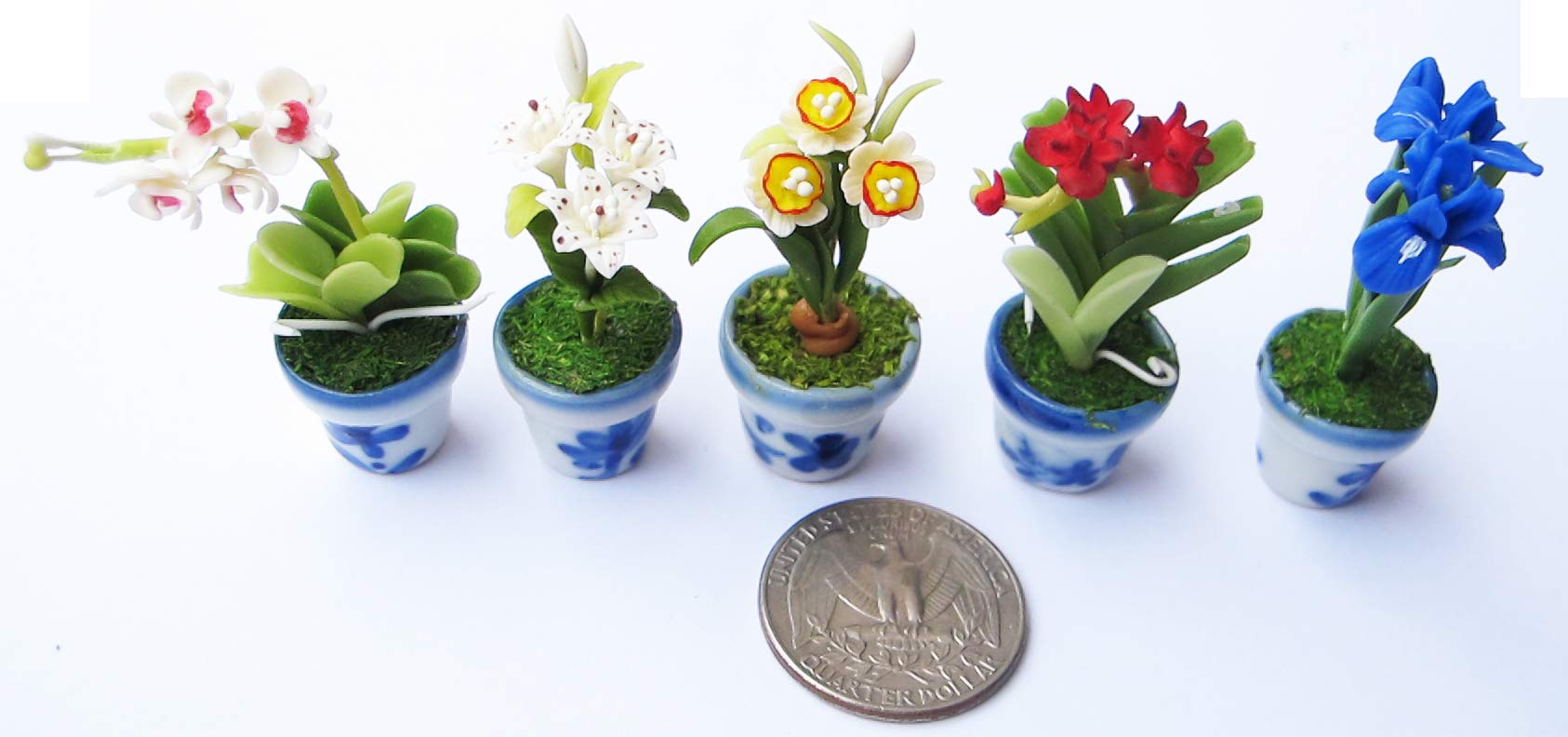 ThaiHonest Mixed 5 Lovely Mix Plant Flower Dollhouse Miniature Flower,Home Decore