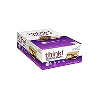 think! Protein Bars with Chicory Root for Fiber, Digestive Support, Gluten Free with Whey Protein Isolate, S'mores, Snack Bars without Artificial Sweeteners, 1.4 Oz (10 Count)