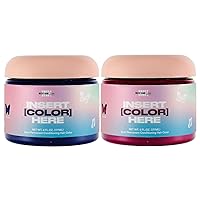 Semi Permanent Hair Color - Blue Black Lava & Fuchsia Crystal | Color Depositing Conditioner, Temporary Hair Dye, Safe | 6 oz each