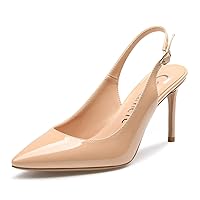 Castamere Womens Slingback Slip-on Heels Ankle-Strap Pumps Pointed Toe Sandals With Buckle 8.5CM Stiletto Heel