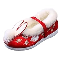 Boots Kids Size 11 Gilrs Rubber Sole Warm Shoes Winter Snow Boots Embroidery Print Cotton Boots Kid