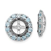 925 Sterling Silver Swiss Blue Topaz and Black Sapphire Earrings Jacket Measures 13x13mm Wide Jewelry Gifts for Women
