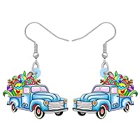 Acrylic Novelty Easter Eggs Bunny Rabbit Pickup Truck Earrings Dangle Jewelry for Women Girls Teens Charms Gifts